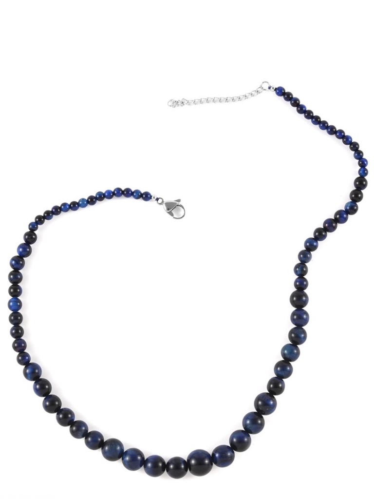 Natural Blue Tiger’s Eye Graduated Necklace